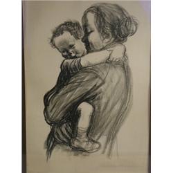 Kathe Kollwitz A MOTHER AND CHILD lithographic print, signed in pencil, 40 x 27cm Est. 7...