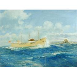 Frank Henry Mason 'M. V. CENTURITY' signed bottom left, oil on canvas, inscribed to plaque...