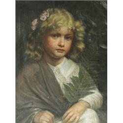 M. M. Reid PORTRAIT OF A GIRL HOLDING A FERN signed, oil on canvas, 50 x 41cm Est. 600/8...