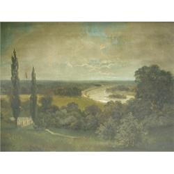 Edward H. Niemann AN ENGLISH RIVER LANDSCAPE, POSSIBLY THE THAMES AT RICHMOND signed, oil o...