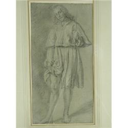 17th century Italian School 'ST. ROQUE' a pencil drawing heightened with white, 31.5 x 16cm...