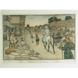 After Cecil Aldin THE BLUEMARKET RACES coloured lithograph, published by Lawrence & Bullen,...