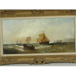 William Callcott Knell 'MORNING VESSELS OF THE ...' signed, dated verso 1877, oil on canvas...