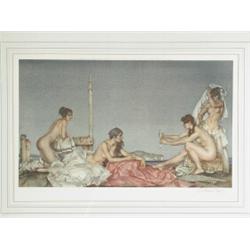 William Russell Flint REFLECTIONS reproduction in colours, signed in pencil, with Fine Art...