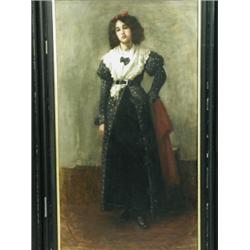 Mary Y Towgood PORTRAIT OF A LADY full length, signed bottom right, oil on canvas, 90 x 50c...