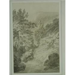 Joseph William Mallord Turner R.A. 'NO. 8 VIEW NEAR REICHENBACH AFTER J.R. COZENS' pencil a...