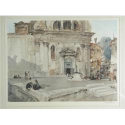 William Russell Flint CAMPO SAN TROVASO reproduction in colours, signed in pencil, with Fin...