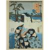 Image 1 : Three Japanese coloured woodblock portrait prints: by Kunisada (Toyo Kuni III) 36 x 25cm, Toyo...