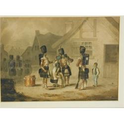 'A.M.' FOUR VIEWS OF THE 78TH HIGHLANDERS one titled 'Guard Turn Out', two signed with mono...