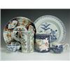 Image 1 : A Chinese mug, with polychrome decorated panels of an archer kneeling before two figures, a bl...