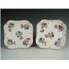 Image 1 : A pair of 19th century square plates decorated in the Swansea style with floral sprays, patter...