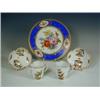 Image 1 : A Bavarian porcelain plate, decorated with coloured flowers, 25cm, and a pair of Dresden cups...