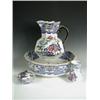 Image 1 : A Masons ironstone jug and basin set, with soap dish and cover and a small vase, retailed by H...