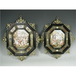 A pair of Rudolstadt octagonal porcelain plaques, 'The Rape of The Sabine Women', and another,...