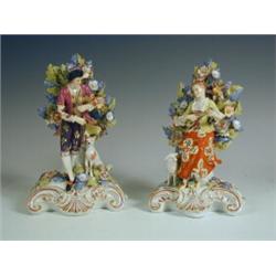 A pair of Samson Chelsea style Bocage figures, 17.5cm Est. 200/300...
