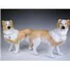 Image 1 : A pair of 19th century Staffordshire dogs, each with a gilt collar and lock (rubbed) (the righ...