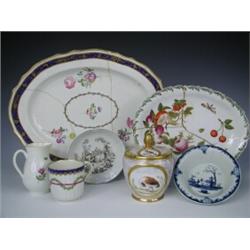 Three pieces of 18th century Worcester porcelain including an R. Hancock transfer printed sauc...