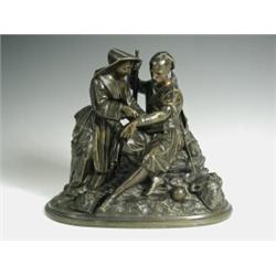 A bronze group depicting a nurse bandaging a soldiers arm, 20cm high Est. 140/180...