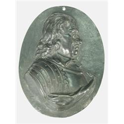 A 19th century cast bronze oval plaque of Cromwell, 16cm high Est. 100/200...