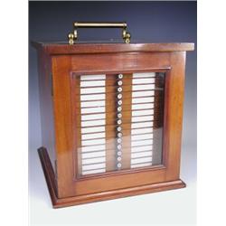A good late Victorian mahogany microscope slide cabinet, with 21 drawers, each with 21 slides...