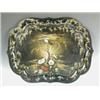 Image 1 : A Victorian papier mache tray of shaped form, with painted bird and floral sprays and rocaille...