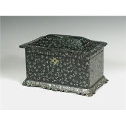 A Victorian papier mache box with mother of pearl floral inlay, 14cm high Est. 140/180...