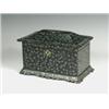 Image 1 : A Victorian papier mache box with mother of pearl floral inlay, 14cm high Est. 140/180...