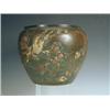 Image 1 : A Japanese bronze jardiniFre, with relief moulded flower and bird decoration, 18.5cm high E...