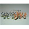 Image 1 : A set of late 19th century/20th century lead footballers in red/white and blue/white jerseys,...