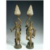 Image 1 : A pair of 19th century French Spelter figural lamps with flaming glass torcheres, 57.5cm Es...