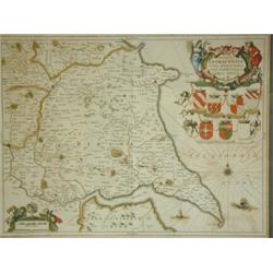 An antique map of the East Riding of Yorkshire with coloured detail, 37 x 50cm Est. 50/80...