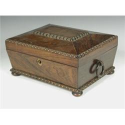 A Victorian burr walnut writing slope with decorative brass mounts engraved 'Miss J. Wells', t...