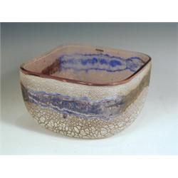An Alfredo Barbini glass bowl, with a 'Koroso' crackle type finish, etched mark, 'Barbini, Mur...