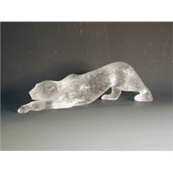 A modern Lalique leopard 'Leila', signed 'Lalique R. France', 37cm long Est. 300/500...