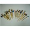 Image 1 : Twenty three various turned ivory and bone lace bobbins with coloured glass beads Est. 100/...