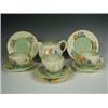 Image 1 : Clarice Cliff Spring Crocus pattern teawares: three tea cups, three saucers, three plates and...