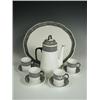 Image 1 : A Royal Worcester coffee set for four, with a tray on a low foot with black 'chequer' designs,...