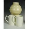 Image 1 : A Wedgwood Keith Murray ribbed vase, impressed marks, 18cm, together with two cream tankards,...