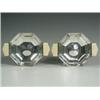 Image 1 : A pair of Art Deco silver dishes, of octagonal form, with ivory handles, makers mark E.V. & S....