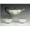 Image 1 : An Art Deco silver three piece teaset, by Mappin & Webb, London, 1936, teapot 12.5cm Est. 2...