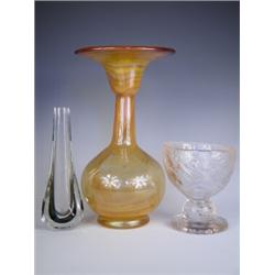 An Erwin Eisch Studio glass vase of baluster form with a flaring rim, signed and dated 72, a F...