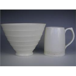 A Wedgwood Keith Murray designed stepped vase and a tankard, printed marks to base, (tankard h...