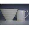 Image 1 : A Wedgwood Keith Murray designed stepped vase and a tankard, printed marks to base, (tankard h...