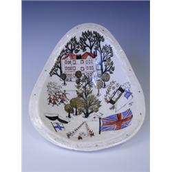 A mid 20th century Finnish Studio pottery commemorative bowl, with hand painted decoration, in...