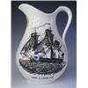 Image 1 : A Grays pottery black printed maritime jug, decorated with ships Caroline and Sally, with a pr...