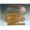 Image 1 : A Newlyn copper tray with fish decoration, an oval copper tray with a rope twist border by Hug...
