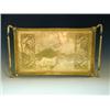 Image 1 : A Keswick School brass tray, with twin handles and two repousse panels, 66 x 39cm Est. 200/...