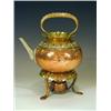 Image 1 : A Benham and Froud brass and copper teapot on stand with burner, designed by Christopher Dress...
