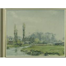 Trevor Chamberlain 'SPRING MEADOWS AND TREES, HERTFORD' unsigned, and 'EARLY MORNING HAZ...