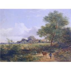 ... Barland RUSTIC SCENE WITH CATTLE AND DRIVER signed and dated, oil on canvas, 22 x 30cm<...